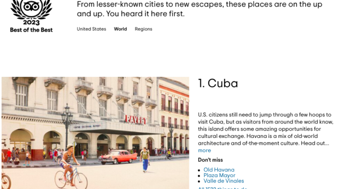 Kuba som turistmål, resor