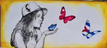 Fidel, flicka, fjärilar