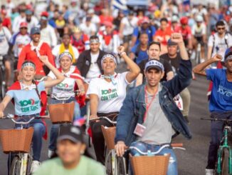 cykeldemonstration, ungdomar, 65-årsjubileum